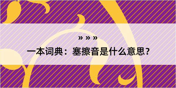 一本词典：塞擦音是什么意思？