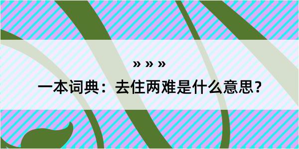 一本词典：去住两难是什么意思？