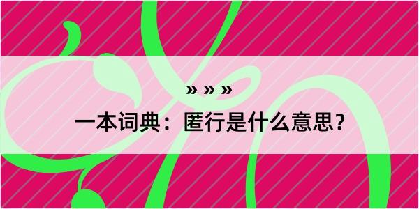 一本词典：匿行是什么意思？