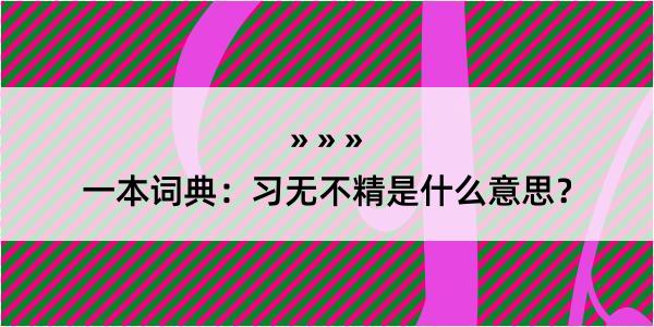 一本词典：习无不精是什么意思？