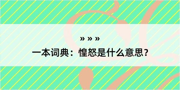 一本词典：惶怒是什么意思？