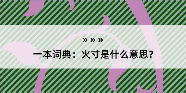 一本词典：火寸是什么意思？