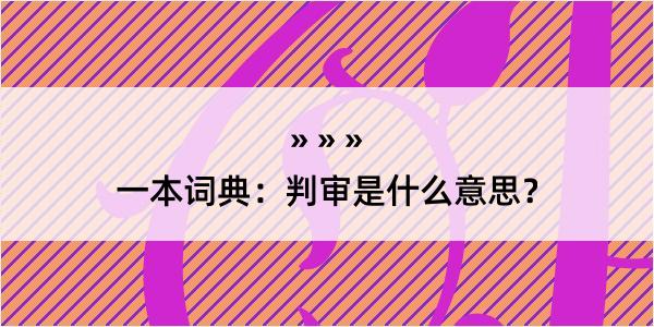 一本词典：判审是什么意思？