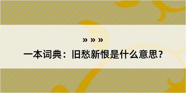 一本词典：旧愁新恨是什么意思？