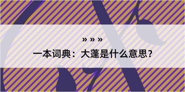 一本词典：大蓬是什么意思？