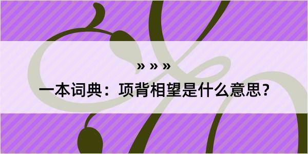 一本词典：项背相望是什么意思？