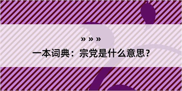 一本词典：宗党是什么意思？