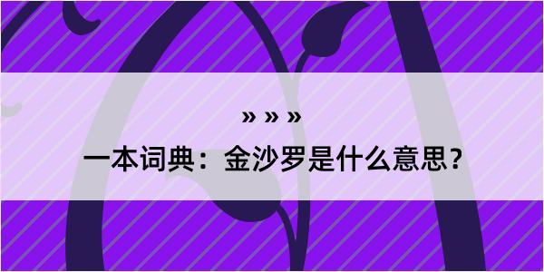 一本词典：金沙罗是什么意思？