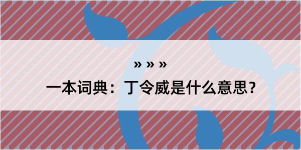 一本词典：丁令威是什么意思？