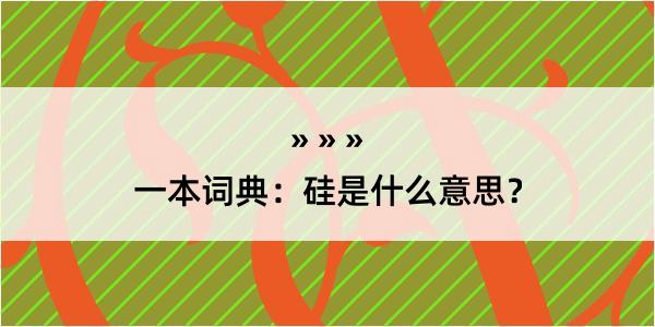 一本词典：硅是什么意思？