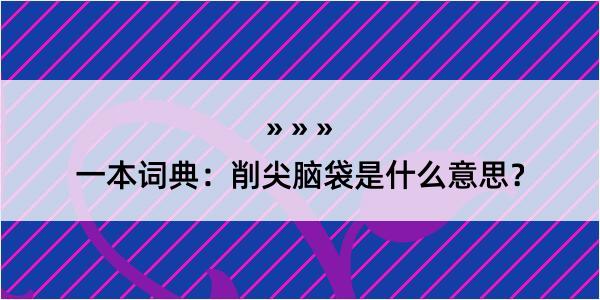 一本词典：削尖脑袋是什么意思？