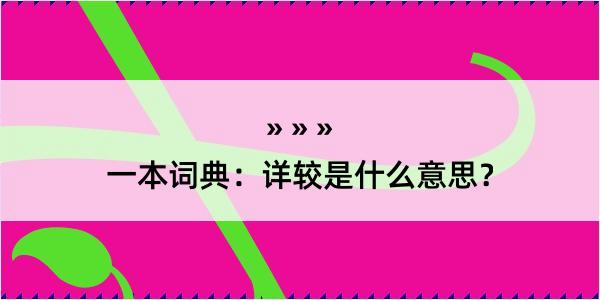 一本词典：详较是什么意思？