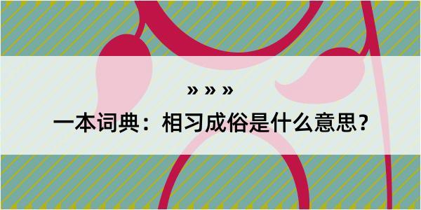 一本词典：相习成俗是什么意思？