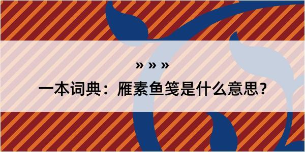 一本词典：雁素鱼笺是什么意思？