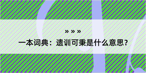 一本词典：遗训可秉是什么意思？