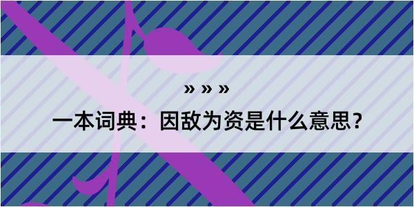 一本词典：因敌为资是什么意思？