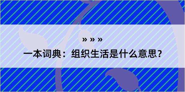 一本词典：组织生活是什么意思？