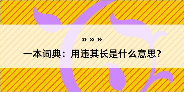 一本词典：用违其长是什么意思？