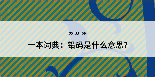 一本词典：铅码是什么意思？