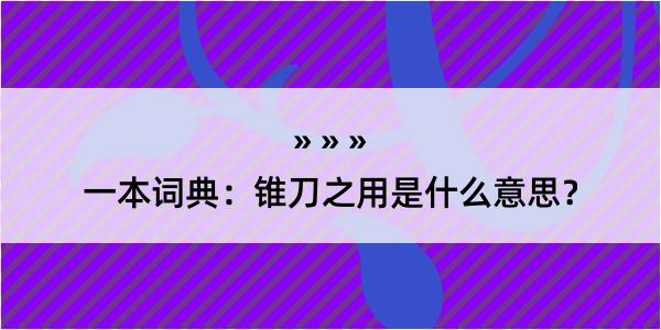 一本词典：锥刀之用是什么意思？