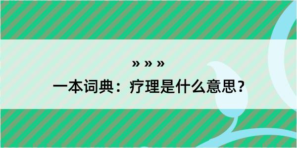 一本词典：疗理是什么意思？