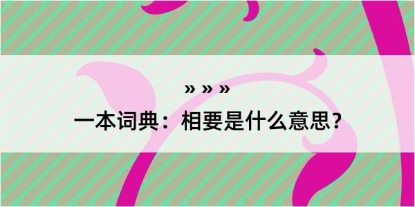 一本词典：相要是什么意思？