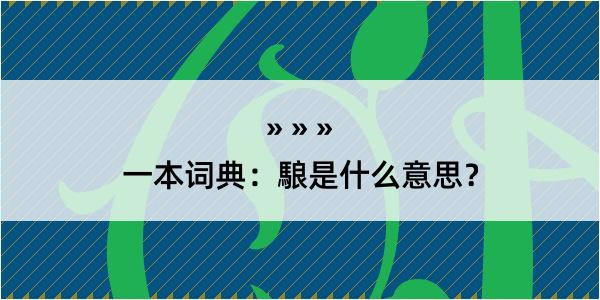 一本词典：駺是什么意思？