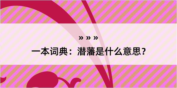 一本词典：潜藩是什么意思？