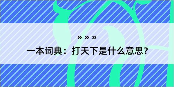 一本词典：打天下是什么意思？