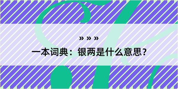 一本词典：银两是什么意思？