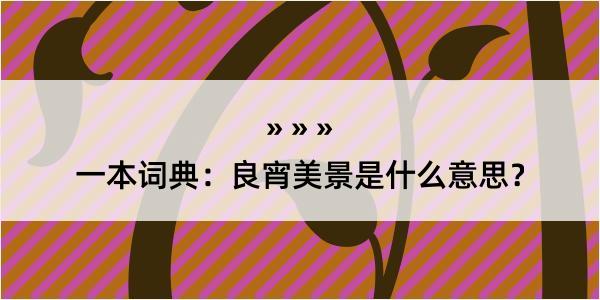 一本词典：良宵美景是什么意思？