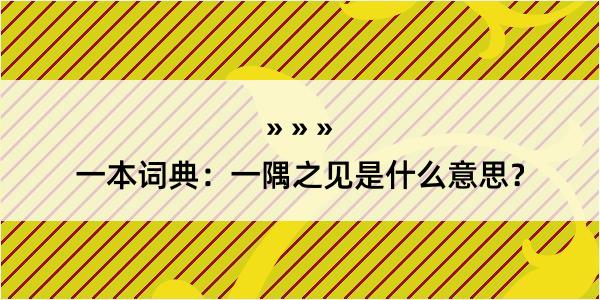 一本词典：一隅之见是什么意思？