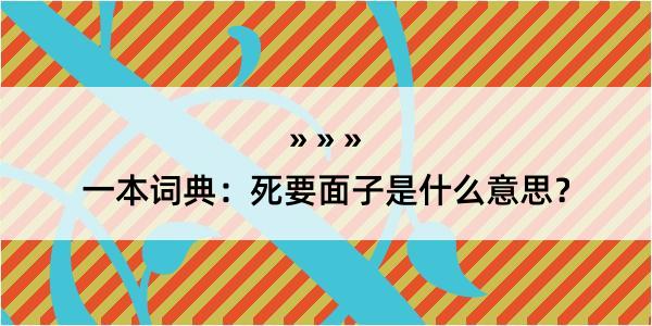 一本词典：死要面子是什么意思？