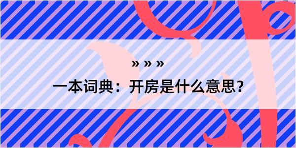 一本词典：开房是什么意思？