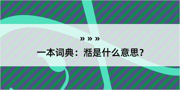 一本词典：湉是什么意思？