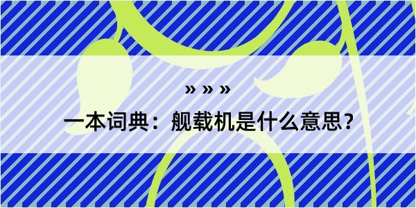 一本词典：舰载机是什么意思？