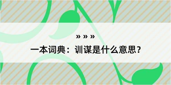 一本词典：训谋是什么意思？