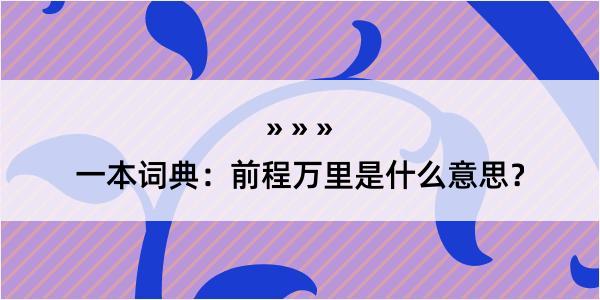 一本词典：前程万里是什么意思？