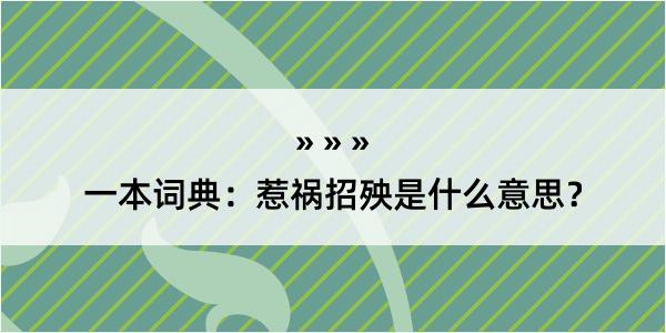 一本词典：惹祸招殃是什么意思？