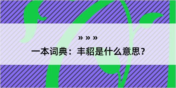 一本词典：丰貂是什么意思？