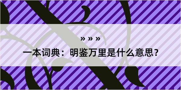 一本词典：明鉴万里是什么意思？