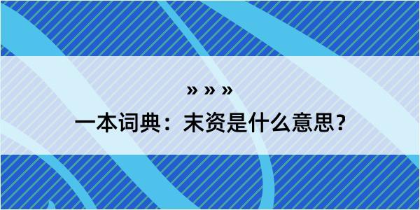 一本词典：末资是什么意思？