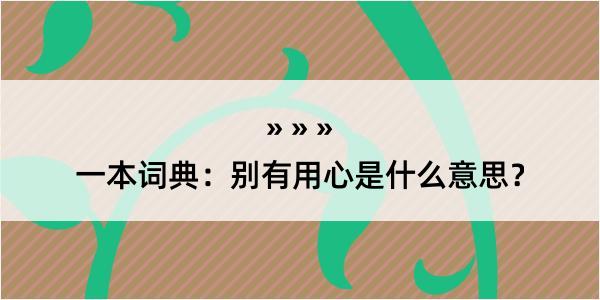 一本词典：别有用心是什么意思？