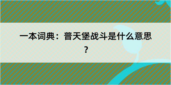 一本词典：普天堡战斗是什么意思？