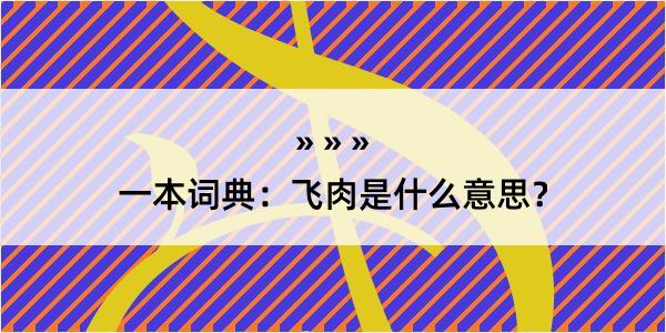 一本词典：飞肉是什么意思？