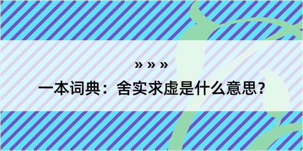 一本词典：舍实求虚是什么意思？