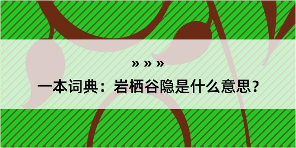 一本词典：岩栖谷隐是什么意思？