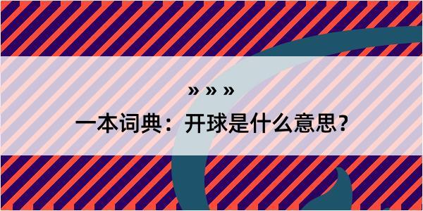 一本词典：开球是什么意思？