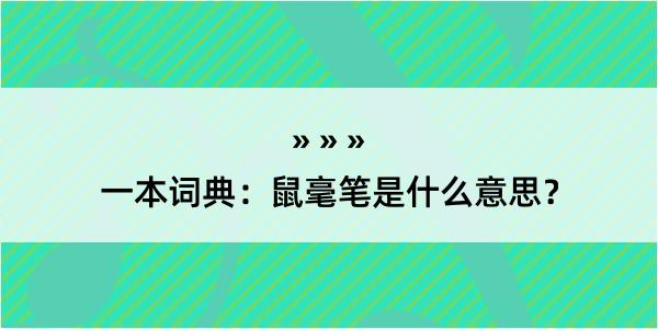 一本词典：鼠毫笔是什么意思？