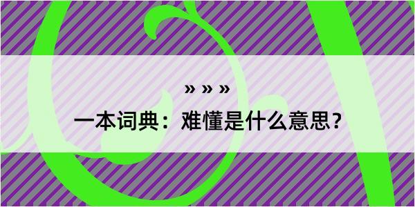 一本词典：难懂是什么意思？